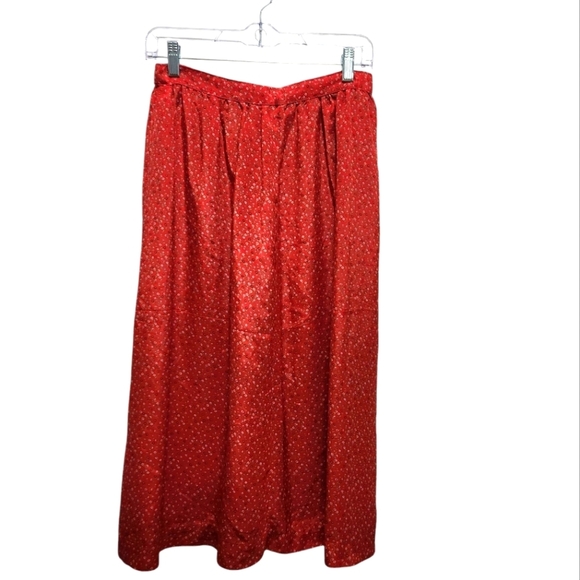 Vintage ILGWU The Villager Silk Union Made Ditsy Floral Red Size 14 Flowy Spring - Picture 1 of 7